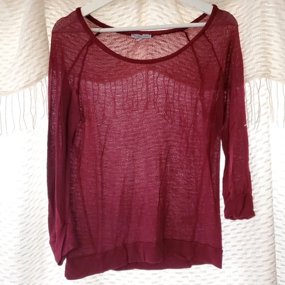 3/4 Sleeve Maroon Shirt - Picture 1 of 2